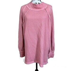 We The Free women Pink sweater waffle knit long sleeve sweater size M boho